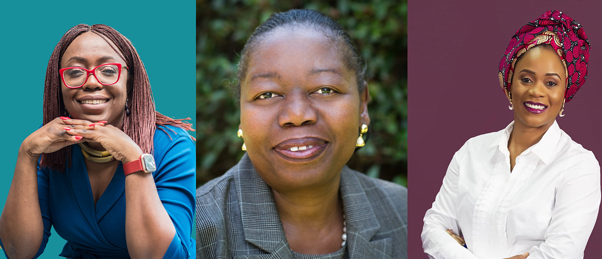 Three women pictured in a WWF Zambia COP26 portrait montage